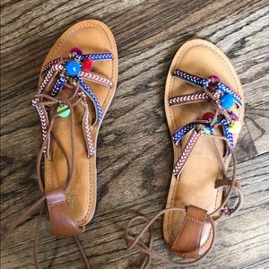 Lace up colorful sandals